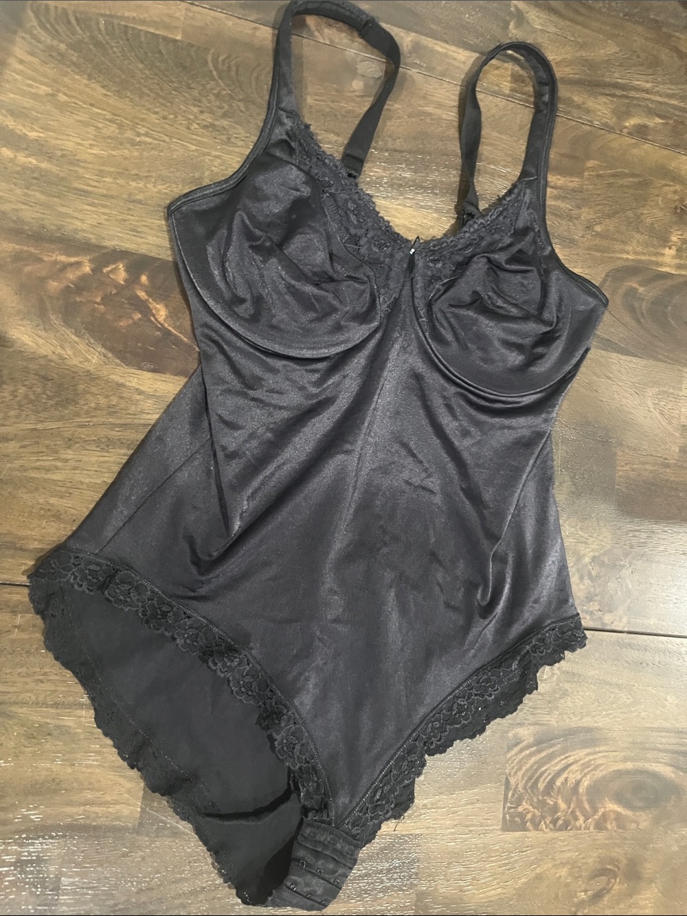 42C 42 C Curvation Black Lace-Trim Bra Bodysuit Shapewear